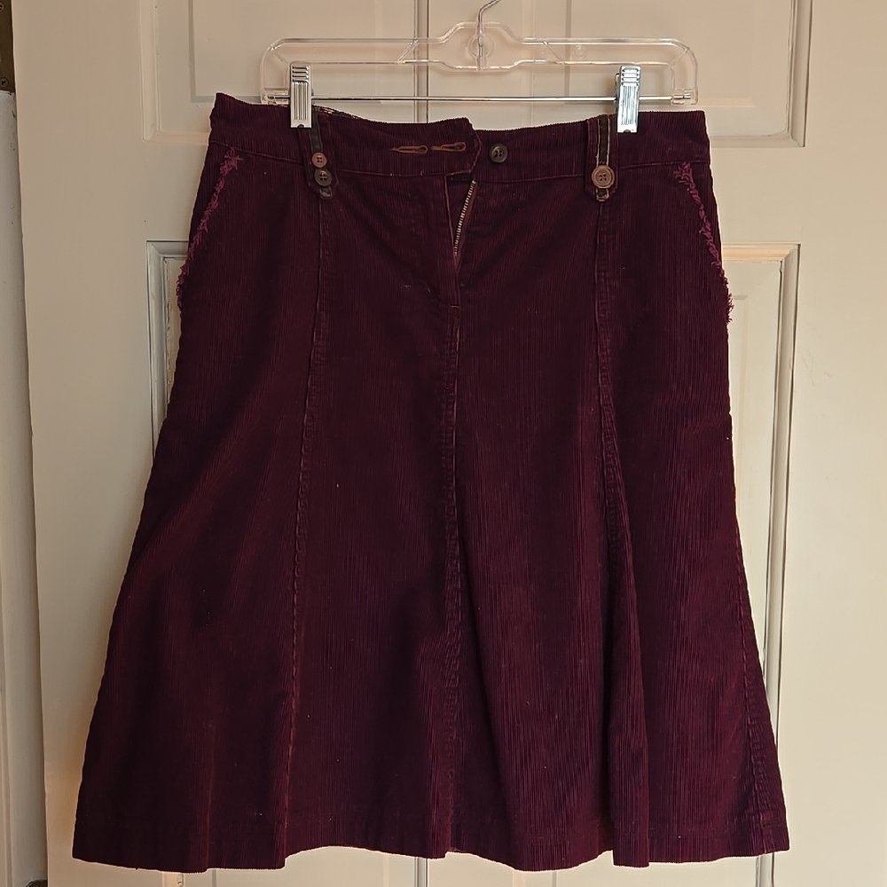 Boden Burgundy A-Line Skirt